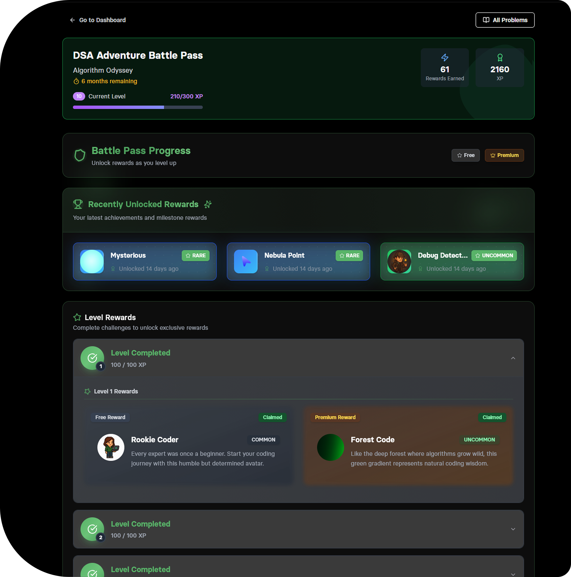 Feature 7: Level Up & Earn